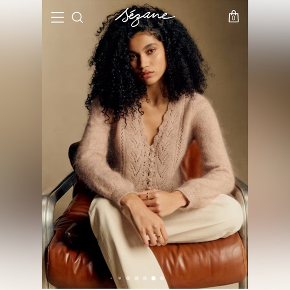 Sezane Women's V-Neck Sweater in Soft Brown - Picture 3 of 8